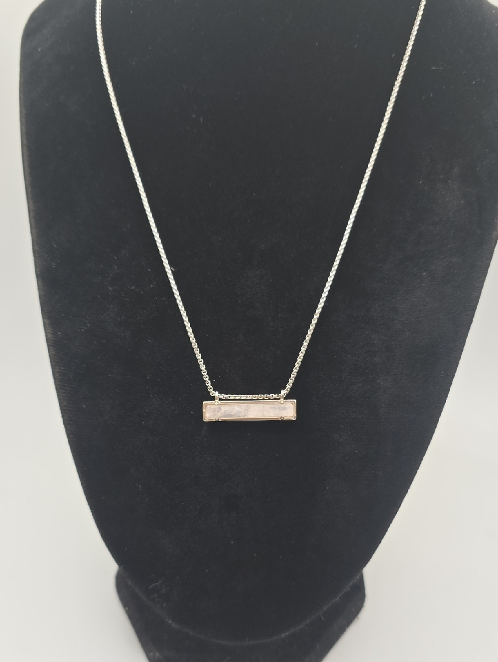Kendra Scott White Bar Pendant Necklace in Silver